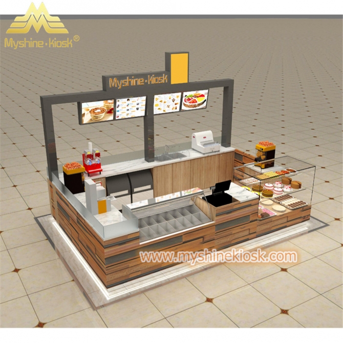 Custom Modern Shopping Mall Retail Wooden Food Kiosk Supplier