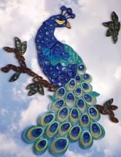 Peacock handmade quilling card