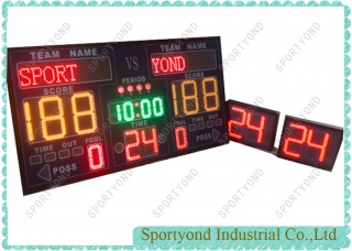 High School Sport Stadium Basketball Scoreboard And 24 Shot Clock