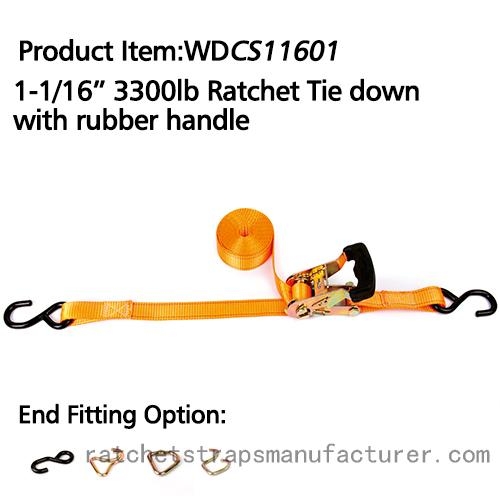 WDCS11601 1-116â€œ 3300lbs Ratchet Tie down with Rubber handle