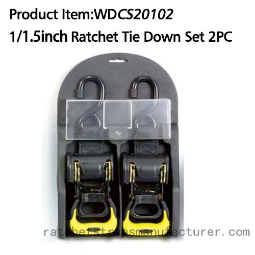 WDCS20102 1inchX2pack Ratchet tie down set