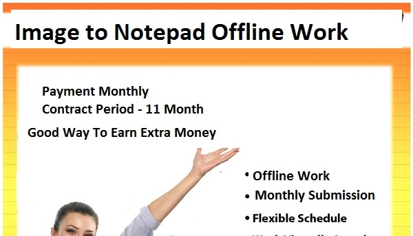 Work From Home : Image to Notepad Typing  with Refundable Security Deposit