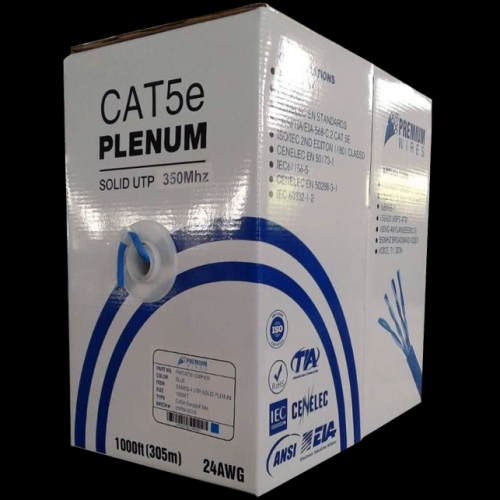 1000ft Cat5e Plenum Ethernet Networking Cable 24awg Utp 350mhz Blue