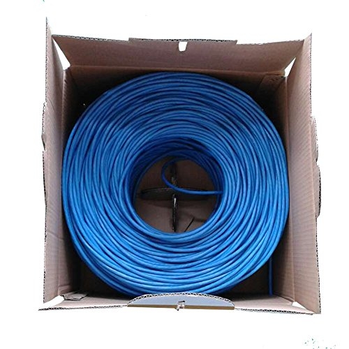 1000ft Cat5e Plenum Bare Copper Ethernet Networking Cable UTP 24Awg 350Mhz Blue