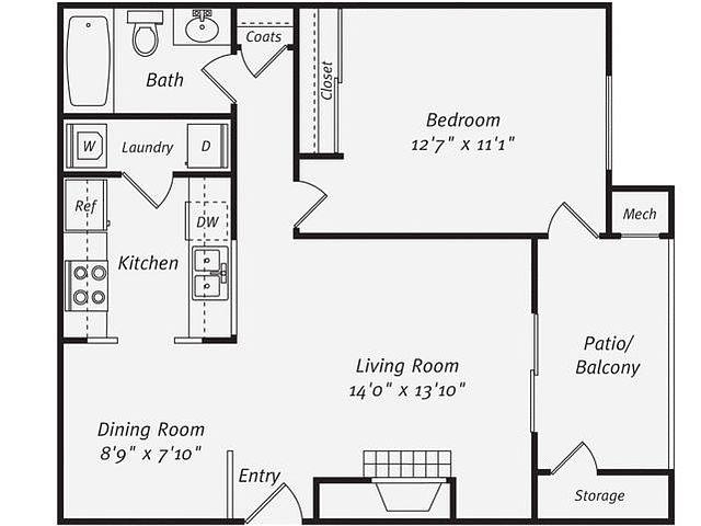 1 bathroom  Apartment  695 sq. ft. - convenient location. Pet OK!