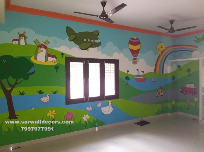 Nursery themes wall painting in Hyderabad