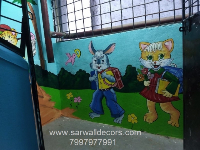 play school Boundary wall painting in Hyderabad