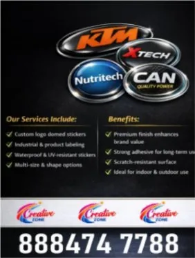 Creative Zone | Premium Doom Stickers Printing 3d Finish | Call Now | 425