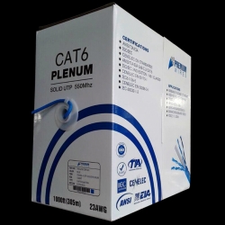 1000ft Cat6 Plenum Bare Copper Ethernet Networking Cable UTP 23Awg 550Mhz Blue