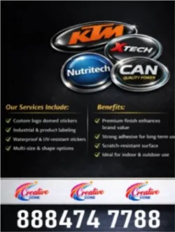 Creative Zone | Premium Doom Stickers Printing 3D Finish | Call Now | 425